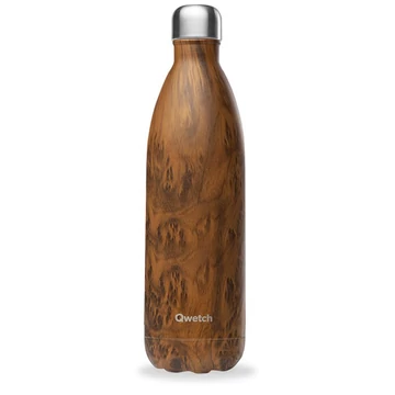 QWETCH rozsdamentes acél, thermo ivópalack WOOD mintával 1000ml