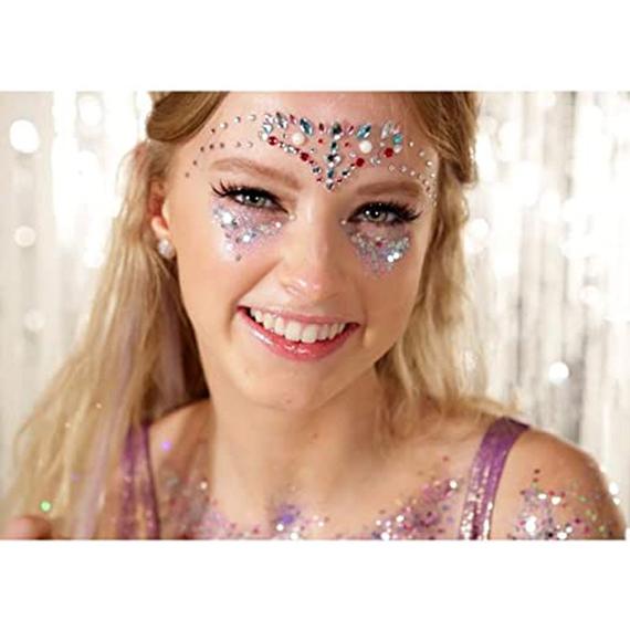 Ezst és pink glitter poros fesztivál test dekor