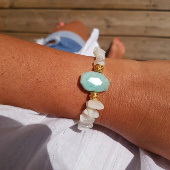 amazonite és holdkő karkötő