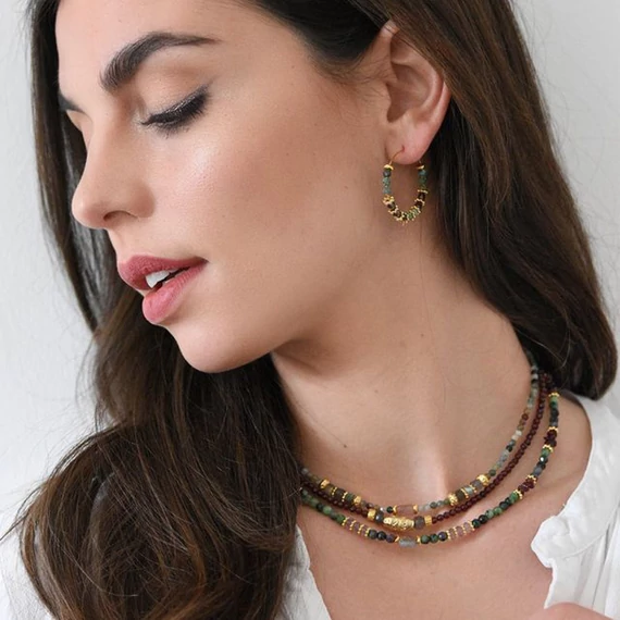 Ginandger Bijoux ABI füllbevaló türkiz, kreol és hematit ásvánnyal